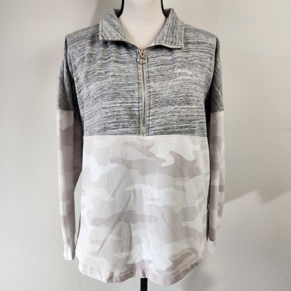 Victoria Secret VS‎ PINK Women Small Gray Camo Spirit Jersey Pullover Jacket - Picture 2 of 16